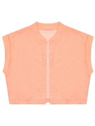 Imagem de Conjunto Infantil Menina Blusa, Short-Saia E Colete Natural E Laranja Cinti