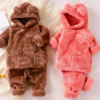 Imagem de Conjunto Infantil Menina Carneirinho Fleece Inverno Rosa