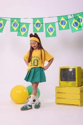 Imagem de Conjunto Infantil Menina Copa Do Mundo Brasil Temático Seleção Brasileira