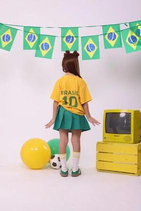 Imagem de Conjunto Infantil Menina Copa Do Mundo Brasil Temático Seleção Brasileira