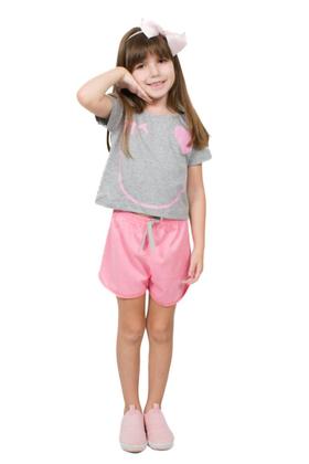 Imagem de Conjunto Infantil Menina Cropped Cinza Piscadinha