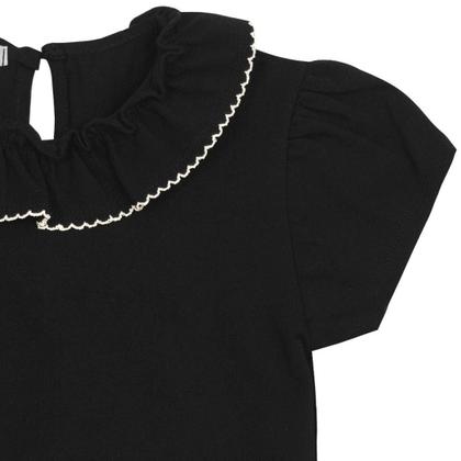 Imagem de Conjunto Infantil Menina Elegante 4 a 10 anos Saia Viscose e Blusa Gola Boneca Preto