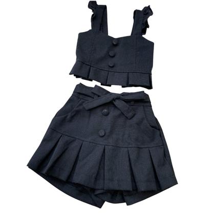 Imagem de conjunto infantil menina em linho short saia e cropped