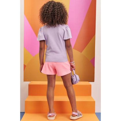 Imagem de Conjunto Infantil Menina Infanti Blusa Ursinho e Short Saia Canelado