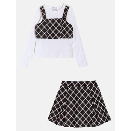 Imagem de Conjunto Infantil Menina Inverno Blusa Manga Longa e Saia em Algodão - Momi