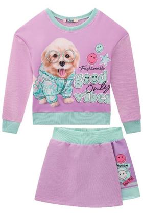Imagem de Conjunto Infantil Menina Inverno Blusão Feminino Manga Longa e Short Saia  Kukiê