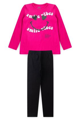 Imagem de Conjunto Infantil Menina Meia Estação Blusa Manga Longa e Legging Vibes Algodão