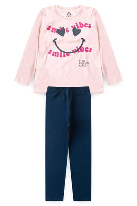 Imagem de Conjunto Infantil Menina Meia Estação Blusa Manga Longa e Legging Vibes Algodão