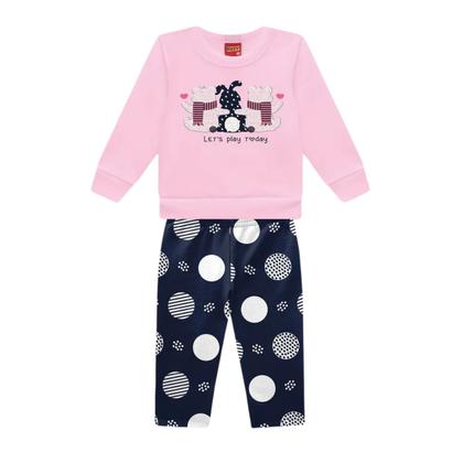 Imagem de Conjunto Infantil Menina Moletom Peluciado e Legging Estampada Kyly
