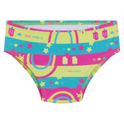 Imagem de Conjunto Infantil Menina Praia Arco Írís Com  Fator de Proteção Kamylus