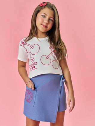 Imagem de Conjunto Infantil Menina Tutti-Frutti Blusa E Short-Saia Vermelho Mundo Cinti