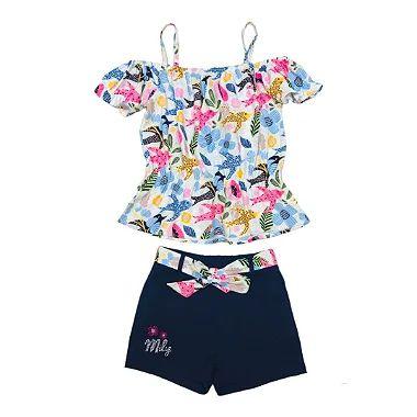 Conjunto Infantil Menina Verão Pássaros - Kiki & Mily Imagem de Conjunto Infantil Menina Verão Pássaros