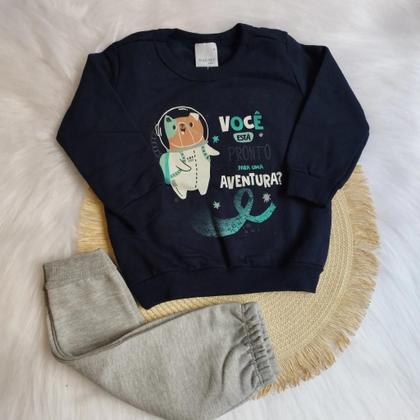 Imagem de Conjunto infantil menino blusa +calça moletom astronauta