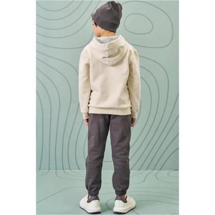 Imagem de Conjunto Infantil Menino Blusão e Calça Jogger Moletom com Pelúcia BEGE- LucBoo