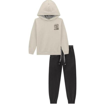 Imagem de Conjunto Infantil Menino Blusão e Calça Jogger Moletom com Pelúcia BEGE- LucBoo