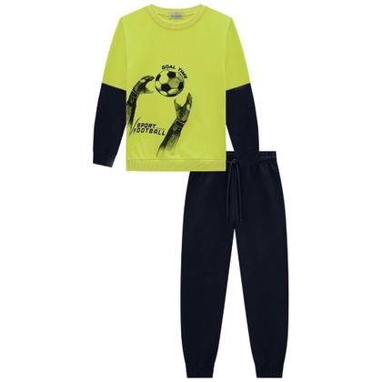 Imagem de Conjunto Infantil Menino Blusão e Calça Jogger Moletom sem Pelucia VERDE NEON -LucBoo