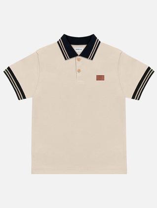 Imagem de Conjunto Infantil Menino Camisa Polo E Bermuda Listrada Bege Divertto