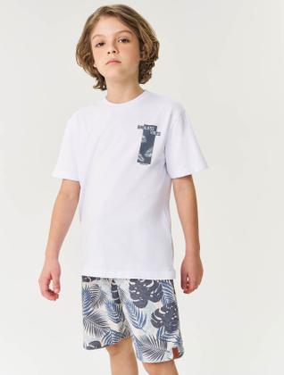 Imagem de Conjunto Infantil Menino Camiseta E Bermuda Total Print Branco E Azul Divertto