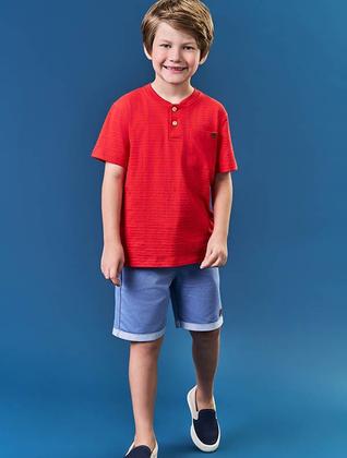 Imagem de Conjunto Infantil Menino Camiseta E Bermuda Vermelho Divertto