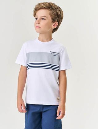 Imagem de Conjunto Infantil Menino Camiseta Find The Wave E Bermuda Bege Divertto