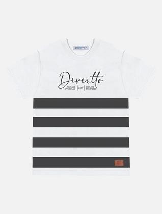 Imagem de Conjunto Infantil Menino Camiseta Listras E Bermuda Chumbo Divertto