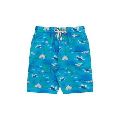 Imagem de Conjunto Infantil Menino, Camiseta Manga Curta Com Estampa, Bermuda Em Moletom Com Cadarço - Branco