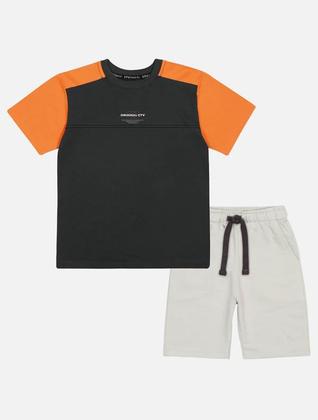 Imagem de Conjunto Infantil Menino Camiseta Street News E Bermuda Chumbo Catavento