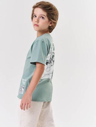 Imagem de Conjunto Infantil Menino Camiseta Urso Polar E Bermuda Verde Catavento