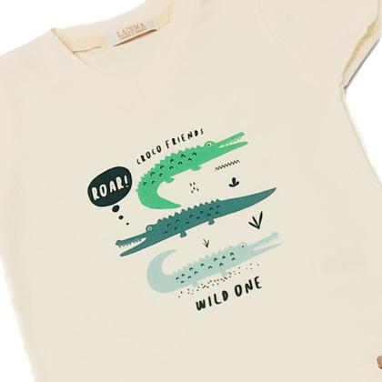 Imagem de Conjunto Infantil Menino com Blusa e Bermuda Tema Crocodilo