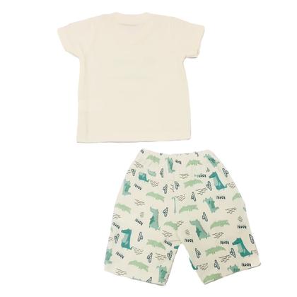 Imagem de Conjunto Infantil Menino com Blusa e Bermuda Tema Crocodilo