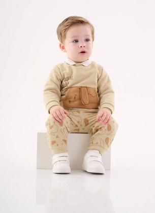 Imagem de Conjunto Infantil Menino Moletom Hello Hello Bege Up Baby