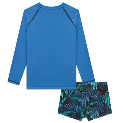 Imagem de Conjunto Infantil Menino Verão Camiseta e Sunga em Malha UV Dry com Proteção UV 50+ 2 peças Tam 2 a 12 - Luc.boo