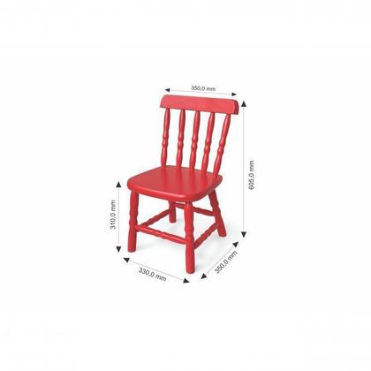 Imagem de Conjunto Infantil Mesa 68x52cm com 2 Cadeiras Madeira Maciça Ecomóveis Branco/Vermelho