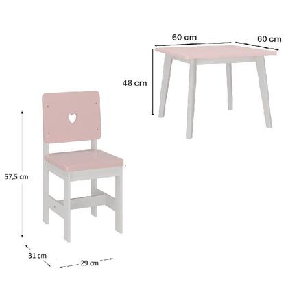 Imagem de Conjunto Infantil Mesa com 2 Cadeiras Sofia Madeira maçiça e MDF