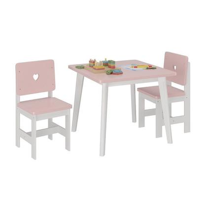 Imagem de Conjunto Infantil Mesa com 2 Cadeiras Sofia Madeira maçiça e MDF