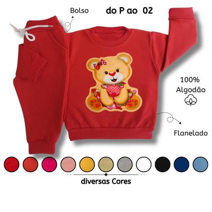 Imagem de Conjunto Infantil Moletom Grosso Bebê Menina Frio