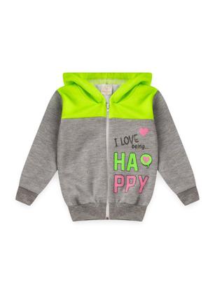 Imagem de Conjunto Infantil Moletom Menina Com Capuz - I Love Being Happy - Mescla Cinza