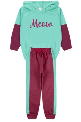 Imagem de Conjunto Infantil Moletom Menina Meow Com Capuz