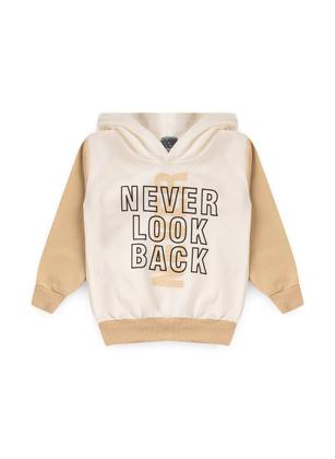 Imagem de Conjunto Infantil Moletom Menino Com Capuz - Never Look Black - Off White E Bege