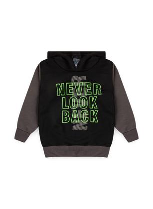 Imagem de Conjunto Infantil Moletom Menino Com Capuz - Never Look Black - Preto e Chumbo