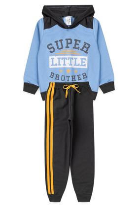 Imagem de Conjunto Infantil Moletom Menino Super Little Brother Com Capuz