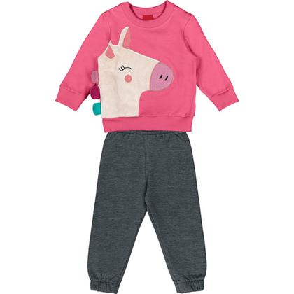 Imagem de Conjunto Infantil Moletom Pelúciado Feminino Unicórnio Kyly