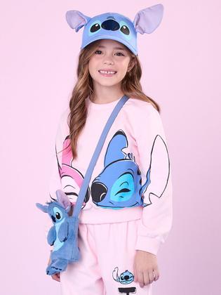 Imagem de Conjunto Infantil Momi Inverno Calça e Moletom Rosa Stitch