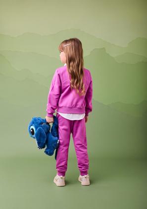 Imagem de Conjunto Infantil Momi Inverno com Calça e Moletom sem Flanela Roxo Stitch Disney