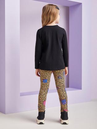 Imagem de Conjunto Infantil Momi Inverno Legging Oncinha e Blusa Preta