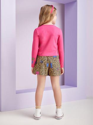 Imagem de Conjunto Infantil Momi Inverno Shorts Oncinha e Blusa Pink