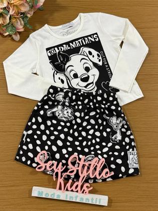 Imagem de Conjunto Infantil Momi Inverno Shorts Saia e Blusa 101 Dálmatas