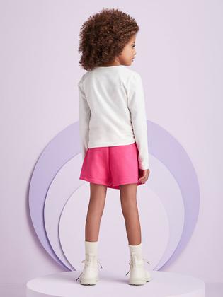 Imagem de Conjunto Infantil Momi Inverno Shorts Saia Pink e Blusa Oncinha