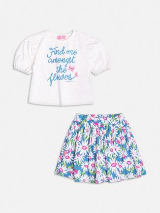 Imagem de Conjunto Infantil Momi Verão Saia Floral e Blusa Flowers