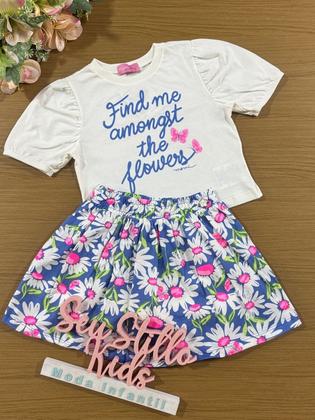 Imagem de Conjunto Infantil Momi Verão Saia Floral e Blusa Flowers